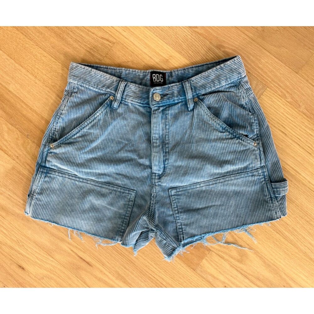 BDG Urban Outfitters Blue Corduroy High-Waisted Carpenter Cargo Shorts size 27